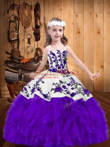 Floor Length Ball Gowns Sleeveless Purple Pageant Dress for Womens Lace Up