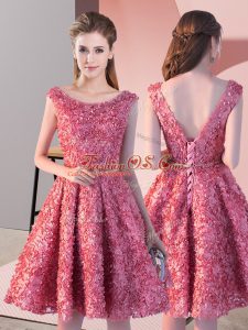 Traditional Coral Red Prom Party Dress Prom and Party with Belt Scoop Sleeveless Lace Up