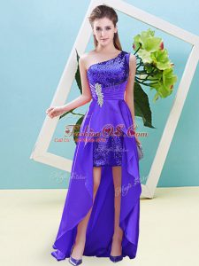 Dynamic Sleeveless Lace Up High Low Beading Dress for Prom