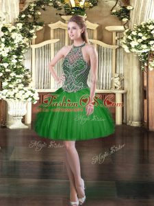Colorful Dark Green Sleeveless Tulle Lace Up Prom Dress for Prom and Party