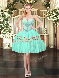Apple Green Sleeveless Satin Lace Up Homecoming Dress for Prom and Party