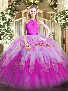 Perfect Multi-color Sleeveless Organza Zipper Quinceanera Gowns for Military Ball and Sweet 16 and Quinceanera