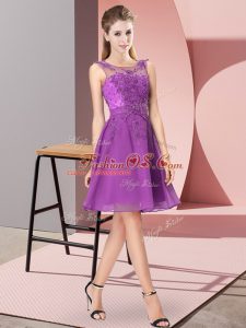 Spectacular Eggplant Purple Sleeveless Chiffon Zipper Dama Dress for Prom and Party and Wedding Party