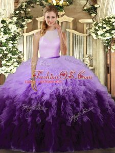 Multi-color Sleeveless Ruffles Floor Length Sweet 16 Quinceanera Dress