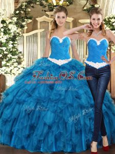 Adorable Sleeveless Lace Up Floor Length Ruffles Quinceanera Gowns