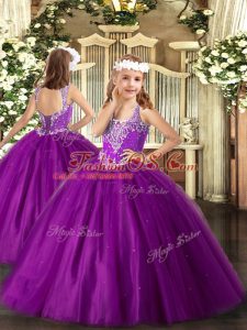 Sleeveless Beading Lace Up High School Pageant Dress
