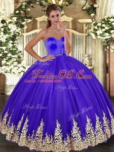Elegant Sweetheart Sleeveless Lace Up 15th Birthday Dress Lavender Tulle
