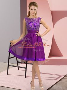 Spectacular Purple Scoop Backless Appliques Homecoming Dress Sleeveless