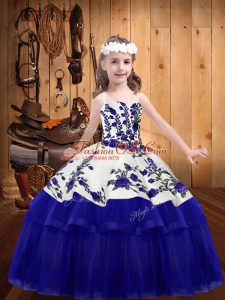 Super Purple Sleeveless Organza Lace Up Little Girl Pageant Gowns for Party and Sweet 16 and Quinceanera and Wedding Party