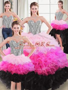 Enchanting Ball Gowns 15th Birthday Dress Multi-color Sweetheart Organza Sleeveless Floor Length Lace Up