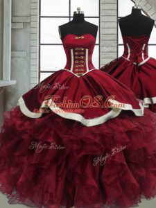 Fantastic Sleeveless Lace Up Floor Length Beading and Ruffles 15th Birthday Dress