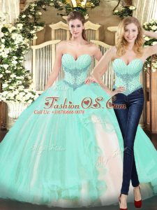 Sweetheart Sleeveless Lace Up Ball Gown Prom Dress Apple Green Organza