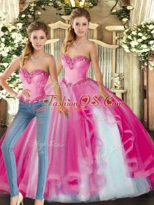 Floor Length Baby Pink 15 Quinceanera Dress Sweetheart Sleeveless Lace Up