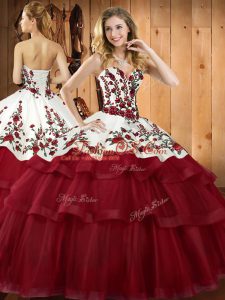 Colorful Wine Red Ball Gown Prom Dress Sweetheart Sleeveless Sweep Train Lace Up
