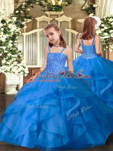 Trendy Sleeveless Lace Up Floor Length Beading and Ruffles Pageant Dress Womens
