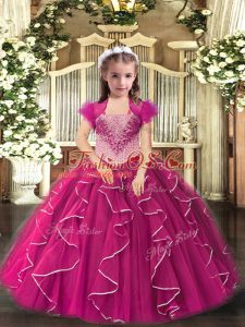 Sleeveless Embroidery and Ruffles Lace Up Pageant Gowns