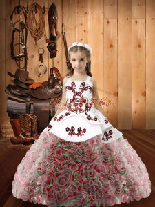 Lovely Multi-color Straps Neckline Embroidery Girls Pageant Dresses Sleeveless Zipper