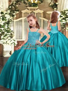 Attractive Sleeveless Beading Zipper Kids Formal Wear with Teal