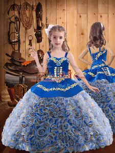 Admirable Floor Length Ball Gowns Sleeveless Multi-color Little Girls Pageant Dress Lace Up
