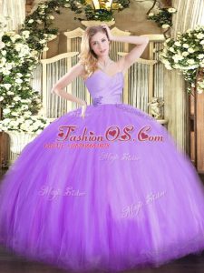 Sumptuous Lavender Lace Up 15 Quinceanera Dress Beading Sleeveless Floor Length