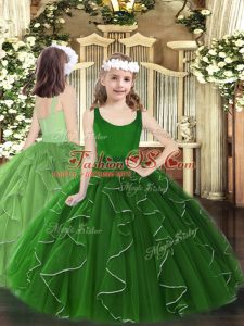 Scoop Sleeveless Organza Little Girl Pageant Dress Beading and Ruffles Zipper