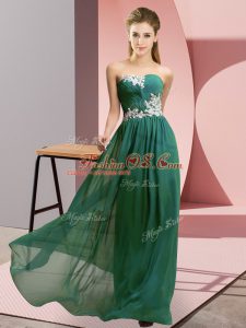 Customized Sweetheart Sleeveless Zipper Prom Dress Dark Green Chiffon