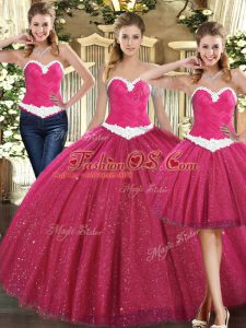 Dynamic Floor Length Fuchsia Ball Gown Prom Dress Sweetheart Sleeveless Lace Up
