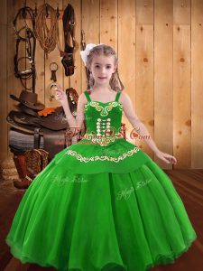 Organza Sleeveless Floor Length Little Girl Pageant Gowns and Embroidery