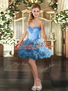 Adorable Baby Blue Lace Up Sweetheart Beading Prom Dress Fabric With Rolling Flowers Sleeveless