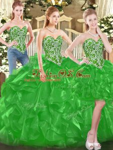 Pretty Floor Length Ball Gowns Sleeveless Green Sweet 16 Dress Lace Up