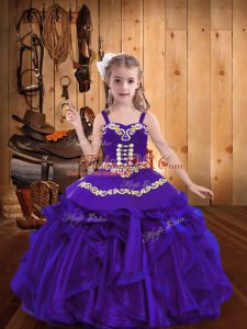 Purple Sleeveless Organza Lace Up Pageant Dress for Teens for Party and Sweet 16 and Quinceanera and Wedding Party