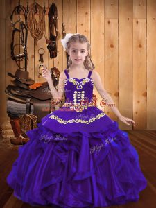Purple Sleeveless Organza Lace Up Pageant Dress for Teens for Party and Sweet 16 and Quinceanera and Wedding Party