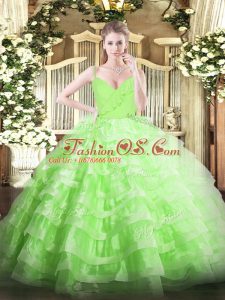 Top Selling Sleeveless Organza Floor Length Zipper Sweet 16 Quinceanera Dress in with Ruffled Layers
