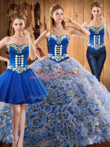 Hot Sale With Train Multi-color Sweet 16 Quinceanera Dress Sweetheart Sleeveless Sweep Train Lace Up