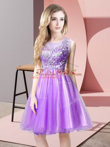 High Quality Mini Length Lavender Prom Party Dress Scoop Sleeveless Zipper
