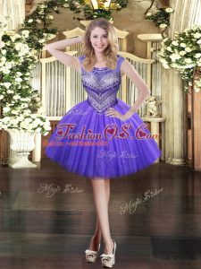 Mini Length Ball Gowns Sleeveless Lavender Evening Dress Zipper
