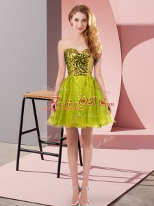 Luxury Sleeveless Zipper Mini Length Sequins Evening Dress