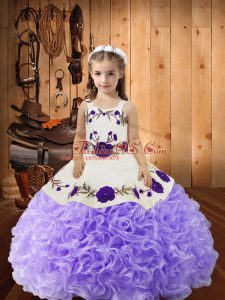 Lovely Sleeveless Embroidery and Ruffles Lace Up Girls Pageant Dresses