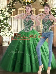 Green Sleeveless Beading Floor Length Sweet 16 Quinceanera Dress