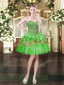 Mini Length Ball Gowns Sleeveless Green Lace Up