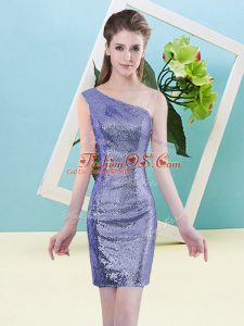 Beauteous Mini Length Zipper Dress for Prom Lavender for Prom and Party with Sequins