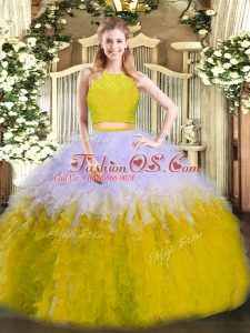 Elegant Multi-color Sleeveless Ruffles Floor Length 15th Birthday Dress