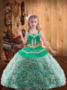 Floor Length Multi-color Little Girls Pageant Dress Wholesale Straps Sleeveless Lace Up