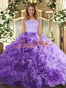 Lace Quince Ball Gowns Lavender Zipper Sleeveless Floor Length