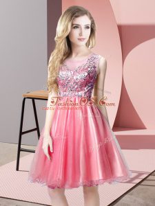 Watermelon Red Prom and Party with Beading Scoop Sleeveless Zipper
