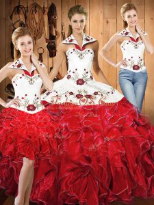 High Quality Sleeveless Embroidery and Ruffles Lace Up Vestidos de Quinceanera
