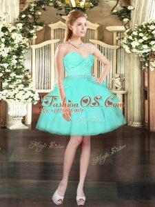 Exquisite Aqua Blue Sweetheart Neckline Beading and Lace and Ruffled Layers Evening Dress Sleeveless Lace Up