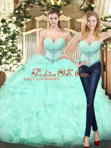 Sleeveless Lace Up Floor Length Beading and Ruffles Vestidos de Quinceanera