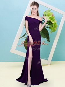 Simple Sleeveless Zipper Floor Length Ruching Wedding Guest Dresses