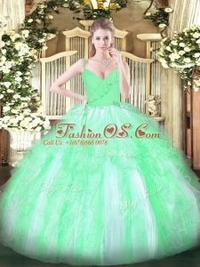 Fashion Sleeveless Zipper Floor Length Ruffles Quinceanera Dresses